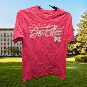 Women's Hanes Michigan Go Blue Pink Size S (w46)